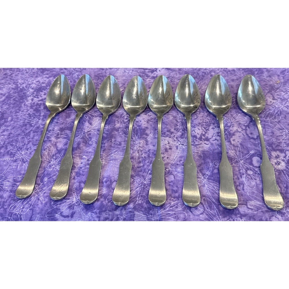 Oxford Hall OXH59 Teaspoons Spoon Satin Wing Heel Tipped Stainless Set Of 8